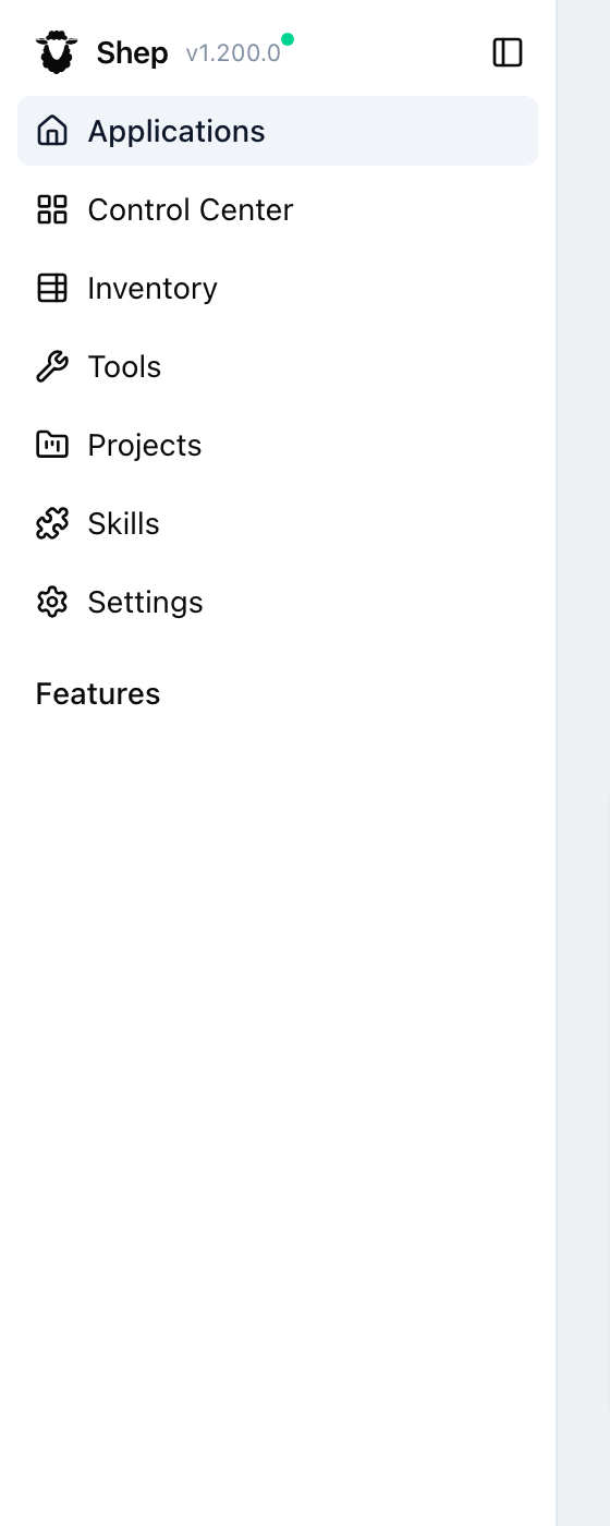 Sidebar with the Projects nav item visible — only appears when the flag is on